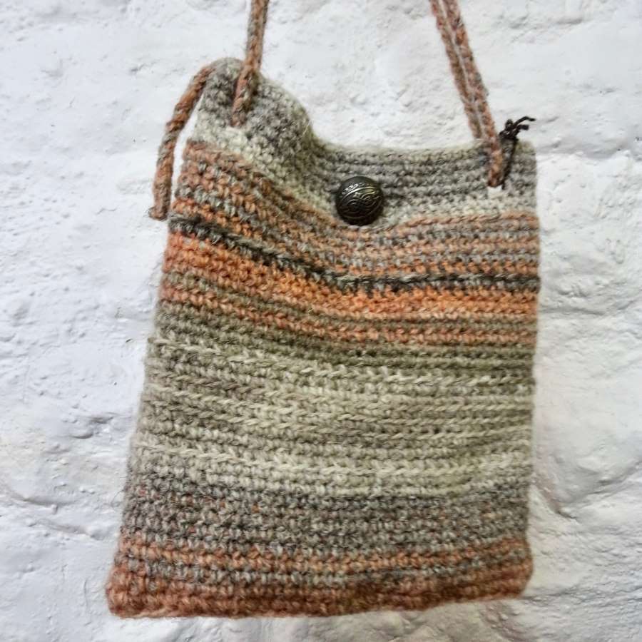 Crocheted Shoulder Bag - Peach and Pale